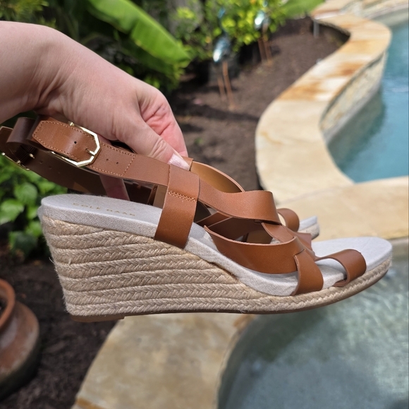 Cole Haan Women's Crystal Slingback Espadrille Wedge Sandals Brown Size 9,5B - Picture 11 of 14